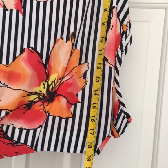 HP🔥 RN Studio Women’s Dress M Sleeveless Floral Bright Tropical Black Border - Picture 10 of 11